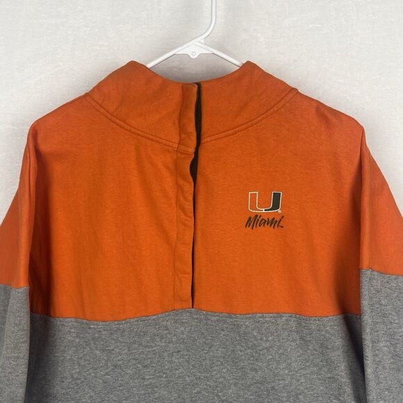 Colosseum Miami Hurricanes Sweater Womens Large Gray Orange Logo Sweatshirt - Picture 3 of 9